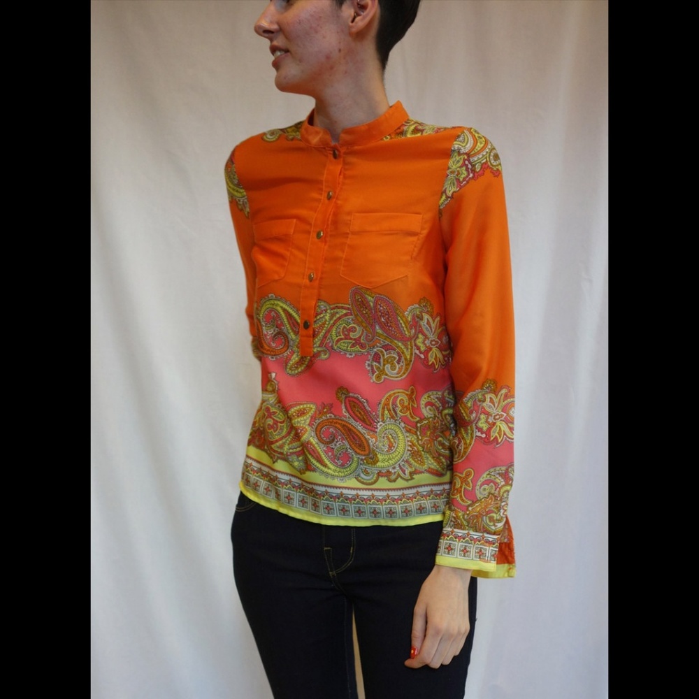 Orange and pink paisley shirt